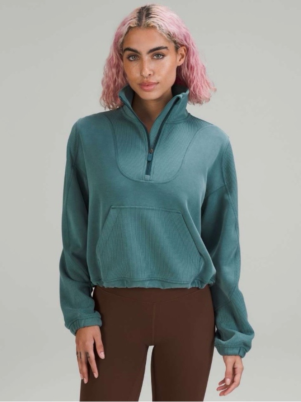 Lululemon brushed softstreme ribbed half-zip pullover size 12